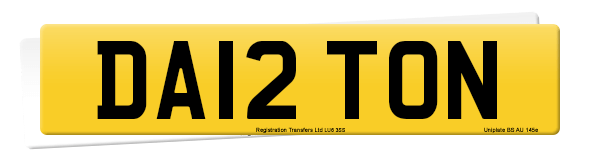 Registration number DA12 TON